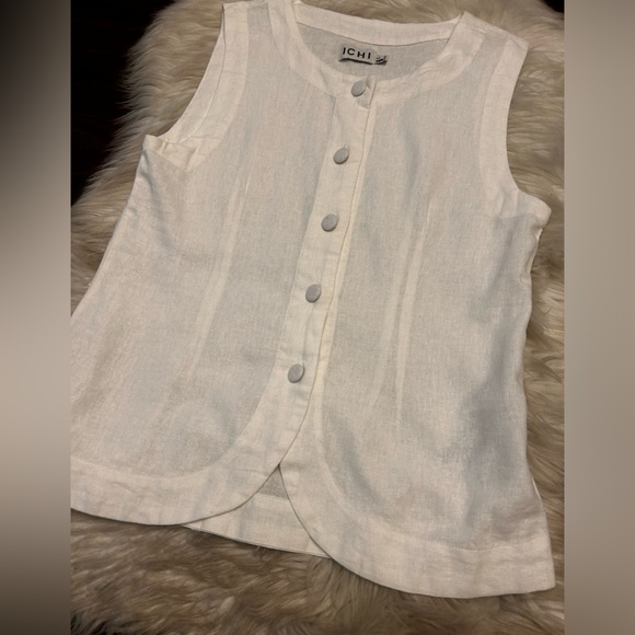 ICHI Linno Linen Blend Waistcoat Top - Picture 6 of 16